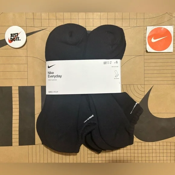 Nike everyday cotton cushioned no show ankle socks 12 pairs white black S M L XL - Picture 9 of 15
